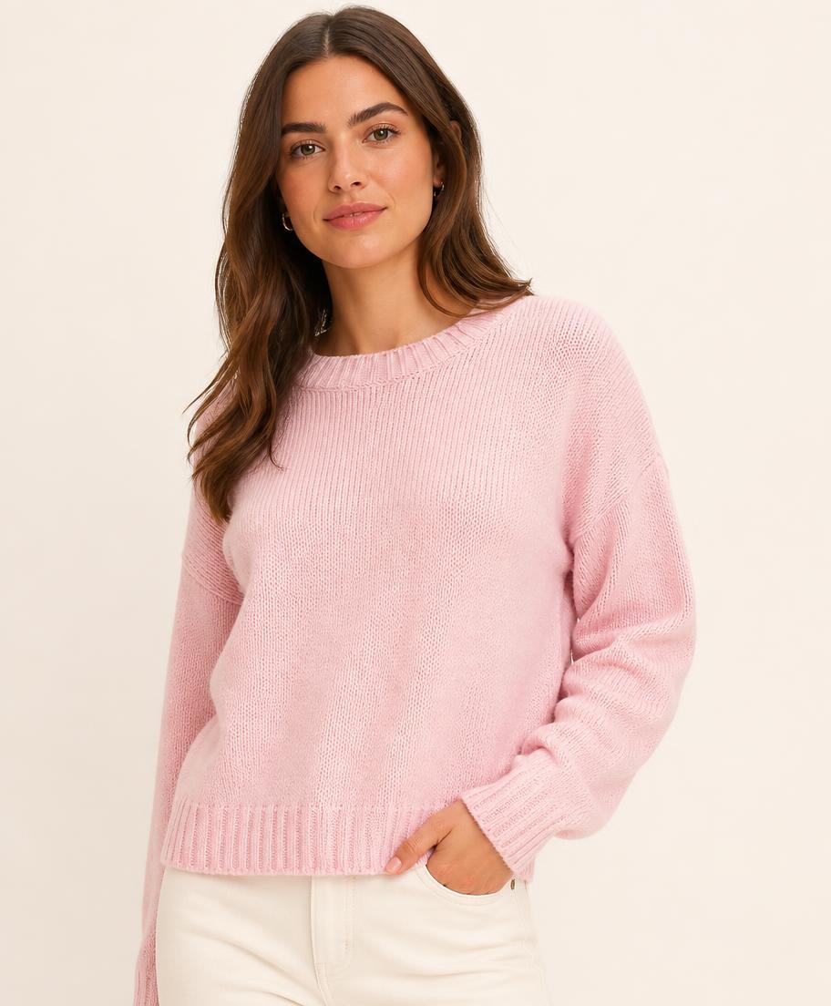 Blusa de Tricô Rosa Claro